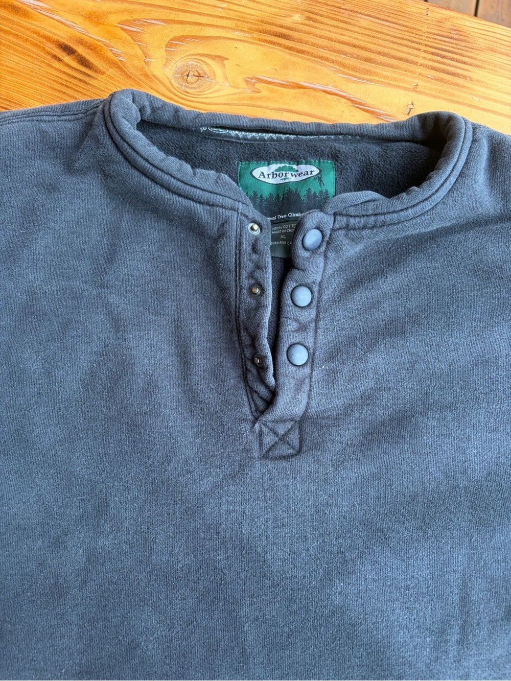 Arborwear Men’s Charcoal Snap Heavy Henley Pullover